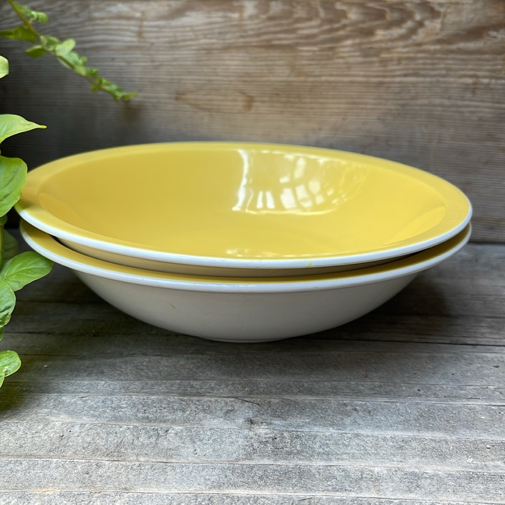 Vintage MCM Yellow Mikasa Cereal Bowls Set of 2